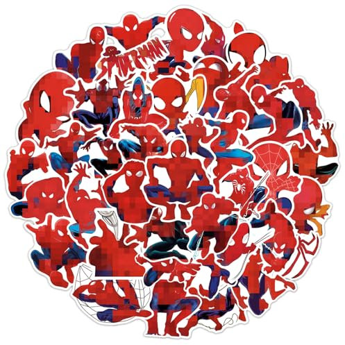 POPOYU 100 Stück Spider-Man Aufkleber Classic Wasserfeste Vinyl Sticker für Laptop, Telefon, Wasserflasche, Skateboard, Koffer, Gitarre, Pad, Scrapbook Aufkleber für Kinder Gastgeschenke Mitgebsel