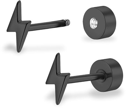 ZDE Titan Frauen Flatback Ohrringe Himmlische Blitz Bolzen Damen Ohrringe 5mm flach zurück CZ hypoallergen Knorpel Flatback Ohrring Tragus Helix Tragus Conch Piercing