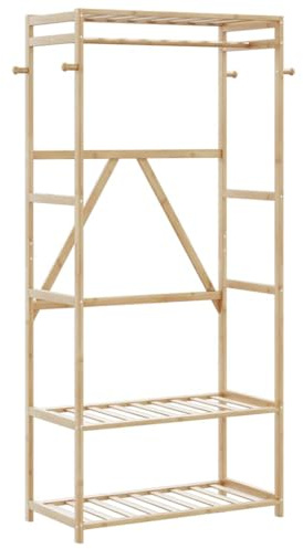 vidaXL Kleiderständer mit Ablagen 80x40x175 cm Bambus