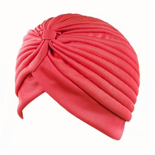 ETZRYSYB Gorro de natación para mujer, gorro de baño para piscina, protege el pelo largo, turbante de tela plisada (rojo)