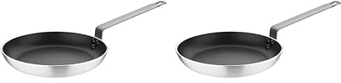 Vogue Pro Non Stick Teflon Aluminium Frying Pan 260mm, 1.5 Litre Capacity, Dimensions: 42(H) x 260(Ø) mm | S343, Silver (Pack of 2)