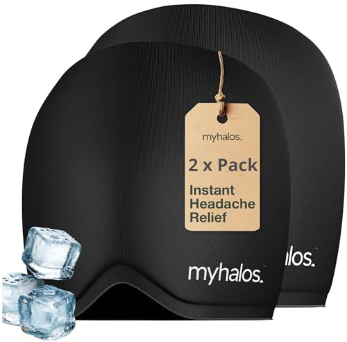 MyHalos® Migraine & Headache Relief Cap, Hot & Cold Therapy, Sinus Relief | Reusable, Stays Cold or Hot Longer, Wearable Wrap Design, Form-Fitting, Sinus Pressure Comfort, Freezer Safe