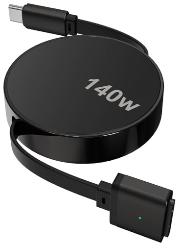 Einziehbares 140 W USB-C auf magnetisches 3-Kabel, 1,8 m, kompatibel mit Magsafe 3 Kabel für MacBook Air 2024 M3 13/15 Zoll, 2023/2022 M2, Pro 2024/2023 M4/M2 Pro & Max 14 Zoll, 2021 M 1 & Max. 35,6