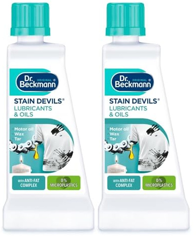 2 Pack Stain Devils Lubricants and Oils 50ml - Laundry Oil Stain Remover for Clothes Removes Grease, Resin, Candle Wax, Tar, Shoe Polish - Gentle on Colours for Washable & Non Washable Fabrics
