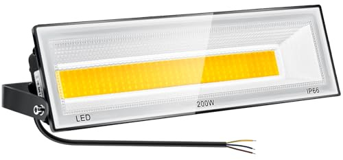 CREATESTAR 200W Fluter Scheinwerfer Warmweiss,2000LM,3000K LED Strahler Außen, IP66 Wasserdicht Fluter Scheinwerfer Warmweiß Geeignet für Garten, Garage, Haus, Terrasse