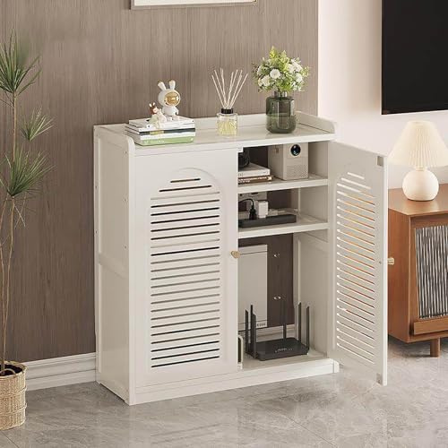 BAYTEWJX Router Kabel Cable Organizer Schrank Heimmedien-Aufbewahrungsschrank mit Tür Großes Fassungsvermögen für Wohnzimmer Büro Schlafzimmer.(Wit,82.1x25x67cm)