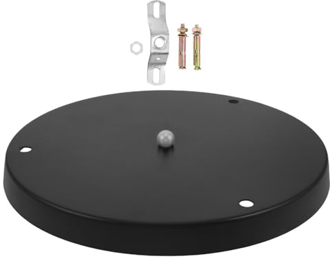 HINTRMENT Médaillon de Plafond Rond 280 Mm Noir Épais, Socle de Plafonnier 3 Trous, Plaque de Fixation Métallique pour Lustre Multi-branches, Accessoire Luminaire Compatible Abat-jour,