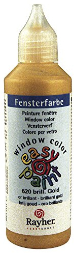 Rayher 38700620 Fensterfarbe easy paint , Flasche 80 ml, brill.gold