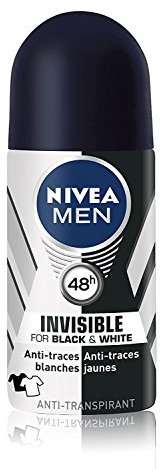 NIVEA MEN Déodorant Bille Black & White Invisible (1 x 200 ml), déodorant homme anti-traces blanches et jaunes, anti-transpirant anti odeur & humidité, protection efficace 72 h, sans alcool