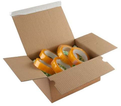 Blake VITA - Recyclable Parcel Boxes 305 x 215 x 220 mm - Pack of 10 - Peel and Seal Cardboard Boxes - FSC 100% Recycled - Strength 130 GSM - Taping Free Corrugated Shipping Box - Rip Strip (PEB35)