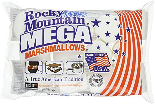 Rocky Mountain Marshmallows Mega 340g paquet de 4, bonbons américains traditionnels à rôtir sur le feu de camp, à griller ou à cuire au four, 4x340g