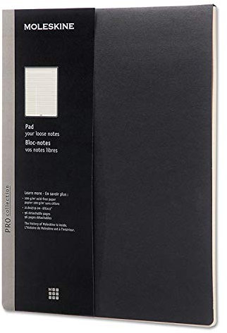 Moleskine Pro-/ Büro-Notizbuch (Notizblock für die Arbeit - Soft Cover, herausnehmbare Blätter, Briefgröße 21,6 x 27,9 cm, 96 Seiten) Schwarz