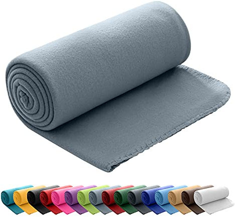 wometo Polar Fleecedecke oekoTex 130x160 ca. 400g mit Anti-Pilling und Kettelrand grau
