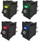 Mintice 4 X 12V Bleu Jaune Vert Rouge Voiture Moto Lumière de Brume Bouton d'éclairage de Interrupteur à Bascule Bouton Poussoir LED 4Pin Étanche