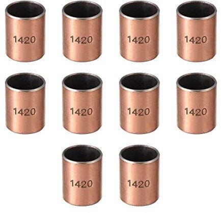 sourcing map 10Pcs Cojinetes de Casquillo, Manguito de Rodamiento sin Aceite, Diámetro Interior 14mm, Diámetro Exterior 16mm, Longitud 20mm, Cojinetes de Manga Bujes de Acero Carbono