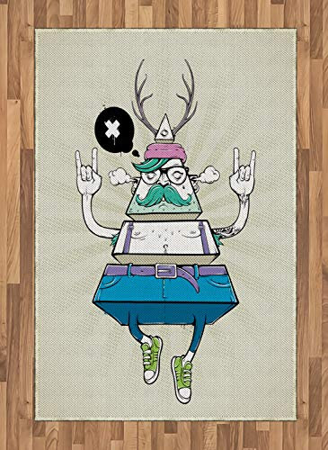 ABAKUHAUS Hipster Teppich, Bizarres Dreieck Dude, Deko-Teppich Digitaldruck, Färben mit langfristigen Halt, 120 x 180 cm, Mehrfarbig