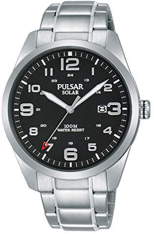 Pulsar Solar Herren-Uhr Edelstahl mit Metallband PX3187X1