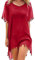 Voqeen Chiffon Beachwear, Womens Tassel Bikini Cover Up Swim Beach Dress Red