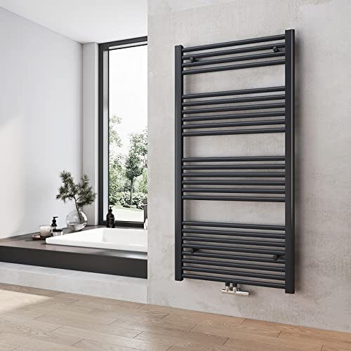 Heilmetz Badheizkörper Anthrazit Handtuchtrockner Heizung 1200 x 600 mm Bad Heizkörper Handtuchheizkörper Mittelanschluss Handtuchwärmer