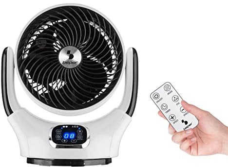 Beper P206VEN260 Ventilatore digitale multidirezionale, Rotazione intelligente automatica verticale e orizzontale, Circolatore d'aria, 12 velocità, Timer 12ore, Motore Digitale