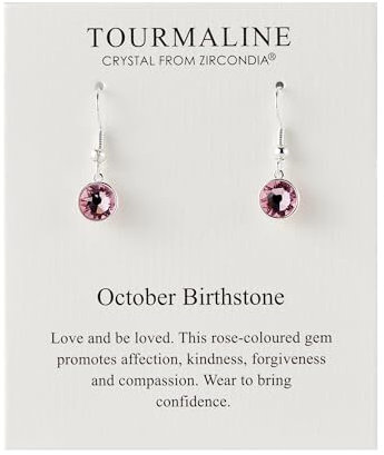 Orecchini pendenti con pietra portafortuna di ottobre creati con cristalli di tormalina Zircondia®