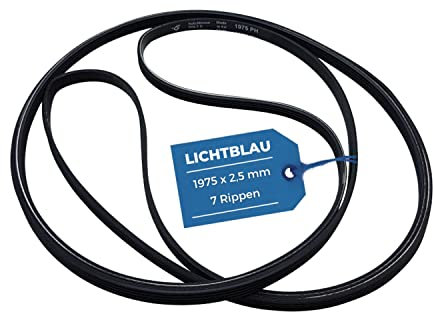 Lichtblau Keilrippenriemen, Antriebsriemen 1975H7 / 1975PH7 Riemen, Keilriemen, Trockner, Wäschetrockner passend für diverse Hersteller AEG-Electrolux Privileg Matura Zanker Zanussi