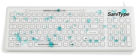 SaniType Tastiera lavabile con superficie piana Swipe Clean con interruttore ON/OFF (bianco) (USB) | KBSTRC106SC-W