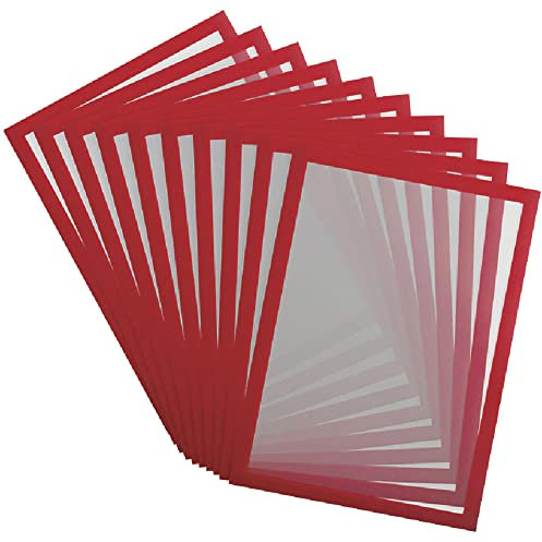 Tarifold Es 195233 Magneto Pro 10 magnetischer Informationsrahmen A4, für Dokumente, Hinweise, Schilder, Austausch und schnelles Einsetzen - magnetische Rückseite aus Metallflächen, rot, 10 Stück