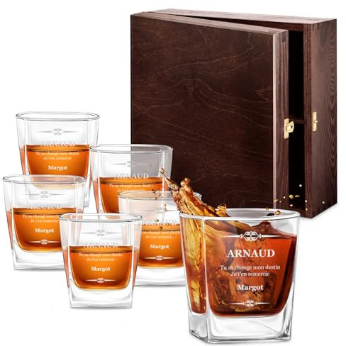 Maverton Ensemble de 6 Verres à whisky pour lui - Cadeau d’anniversaire - Verres classique pour connaisseurs de whisky - Cadeau personnalisé pour homme (Goût)