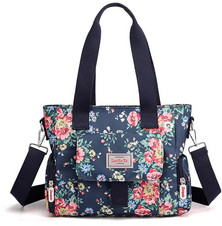 FORRICA Handbag Womens Shoulder Bags Casual Large Crossbody Bag Ladies Beautiful Pattern Waterproof Hand Bag for Work Travel Shopping Flower E