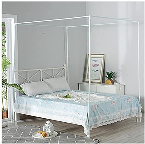 Himmelbett Moskitonetzhalter Vier Eckbett, Edelstahl Eisenkunst -Bettüberdachung Baldachin Moskitonetz Rahmen, Bettüberdachung, Gestell für Twin/Full/Queen/California King/King Size Bett,2×2.2m Bed