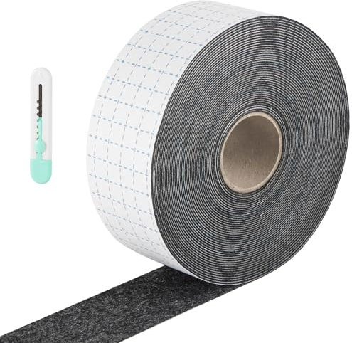 PLCatis Filz Selbstklebend 12Meter Lang Filzband Selbstklebend 5cm Breit Leicht Zuschneidbar Filzrolle Filzgleiter Rolle Möbel können leicht Verschoben Werden Ausgezeichnete Klebekraft 1 Rolle