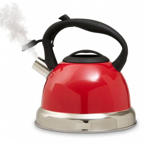 Premier Housewares Pink 3000ml Whistling Kettle Sturdy Stainless Steel Design Ergonomic Handle Contemporary Pink Kettle For Everyday Use 22 cm x 23 cm x 23 cm