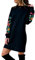 Herbstkleid Damen Pulloverkleid Damen Blumenmuster Sweatshirt Jumper Kleid, Longpullover Herbst Winter Langarm Minikleid Feinstrick Pulli