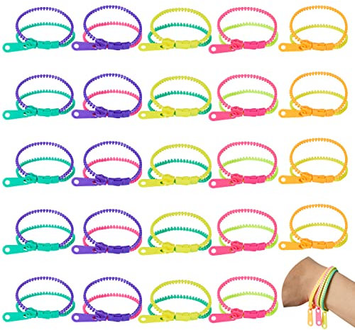 THE TWIDDLERS Reißverschlussarmbänder, 25er-Pack – sensorisches Fidget-Spielzeug in Mehreren Neonfarben, reduziert Stress, Depression, ADS & ADHS - Mitgebsel für Kindergeburtstage