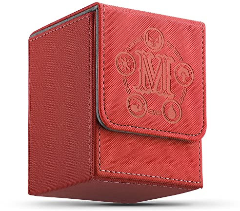 TCGUARD Card Deck Box für MTG Karten Aufbewahrungsbox hält über 100 einzeln Karten, Mikrofaser-Innenfutter Kartenbox kompatibel mit Trading Card Games TCG, Yugioh Karten etc. (Vertikal-Rot)