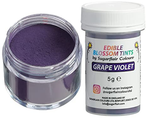 Sugarflair Food Colouring Powder Dust Grape Violet Blossom Tint, Use on Cake Decorations or Colour Sugarpaste, Fondant, Icing, Chocolate, Buttercream, Royal Icing, Macarons and More! - 5g