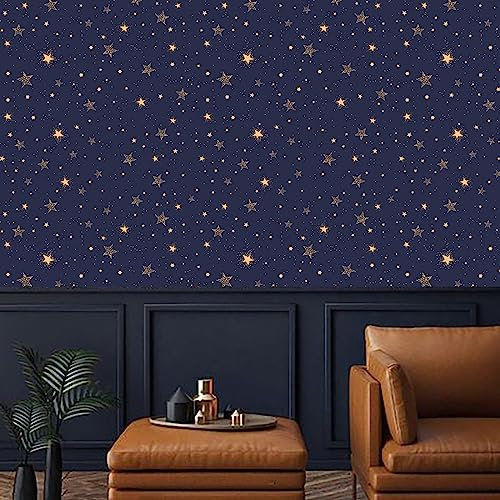 ZQMHCY Self Adhesive Wallpaper Blue, Gold Peel and Stick Non Woven Bathroom Wallpaper Art Deco 40x100cm