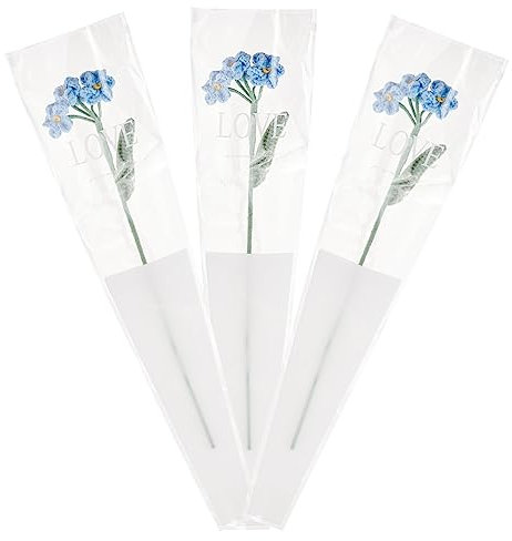 FINGERINSPIRE 3 Stück gehäkelte Vergissmeinnicht Blume, hellhimmelblau, handgefertigt, gehäkelt, Vergissmeinnicht, Blumenstrauß, Baumwolle, Stricken, künstliche Kunstblume für Heimdekoration,