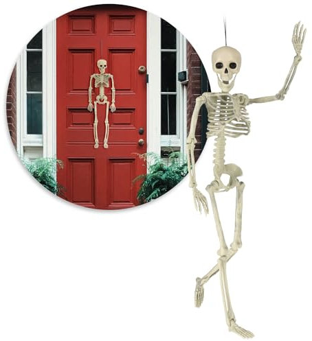 com-four® 60cm Deko Skelett für Halloween - XL-Skelett aus Kunststoff zum Aufhängen und Aufstellen - Skelett mit beweglichen Gelenken - hoher Grusel-Faktor für Halloween (XL - 1 Skelett - 60cm)
