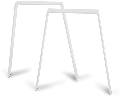 modernLOFTart Tischkufen V Weiß 80x10 mm - Tischbeine Metall aus Flachstahl Sandgestrahlt und Pulverbeschichtet - Tischgestell Breite 50cm, Höhe 72cm - Industrial Loft
