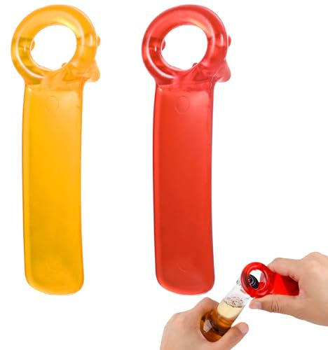 2pcs Jar Openers,Jar Grippers Key Effortless Manual Beer/Bottle Cap/Canning Can Lid Opener Tool for Elders Children Women Weak Hands (Orange, Red)