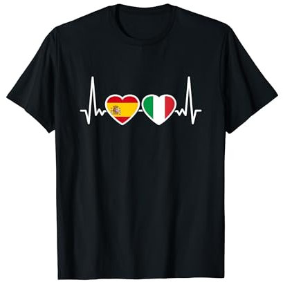 España Italia Latido Bandera Español Italiano Camiseta