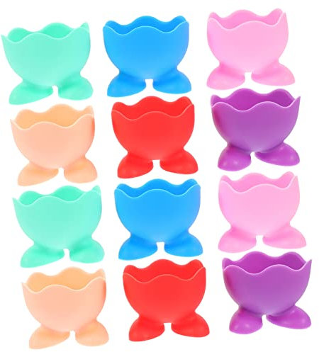 FELTECHELECTR 12pièces Coquetiers Silicone Multicolores pour Œufs Durs Support De Table De Pâques Décoration Mignonne Déjeuner