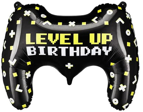 Foil Balloon Happy Birthday 'Level Up' Balloon Birthday Boy Girl Adult Decoration & Gift for Birthday Balloon Gamer Player, 60 cm