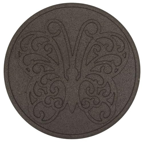 Nicoman 4-Pack 18 Round Butterfly Garden Stepping Stone Recycled Rubber Steps Hard Wearing Heavy Duty Outdoor Pathway Tiles - (Earth, Dia.46cm, Set of 4)