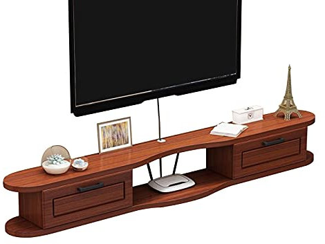 SIBEG Schwimmendes TV-Ständerregal, Holz-TV-Tisch-Medienaufbewahrungsregal, für Kabelboxen/Router/Fernbedienungen/DVD-Player/D/140 cm