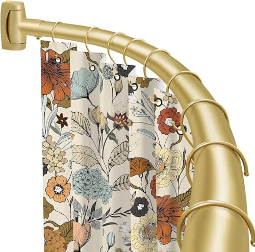 YNL Tringle à rideau de douche incurvée de 90 à 208 cm (2,5 à 2,5 m), ronde dorée et antirouille, pour salle de bain, baignoire, réglable, ne rouille pas, espace supplémentaire, antidérapante,