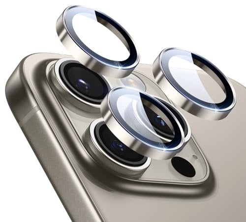 ESR for iPhone 16 Pro Max/16 Pro/15 Pro Max/15 Pro/14 Pro Max/14 Pro Camera Lens Protector, Ultra-tough HD Individual Lens Protectors, Scratch Resistant, Ultra-thin Tempered Glass, 1 Pack, Titanium