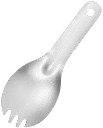 Cuillère-fourchette en titane - Couverts ultra-portables - Pour l'extérieur, les voyages, les randonnées, les pique-niques, le camping, la vaisselle - Pour enfants/adultes - Porte-clés -